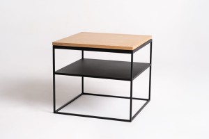 Stolik kawowy LINE double wood 50 – dąb naturalny, czarny