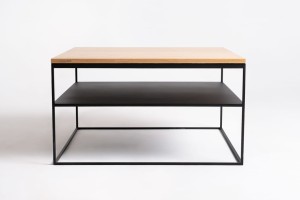 Stolik kawowy LINE double wood 80 – dąb naturalny, czarny