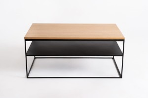 Stolik kawowy LINE double wood 100/60 – dąb naturalny, czarny