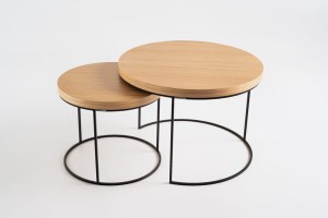 Stolik kawowy MOON set – dąb naturalny, czarny